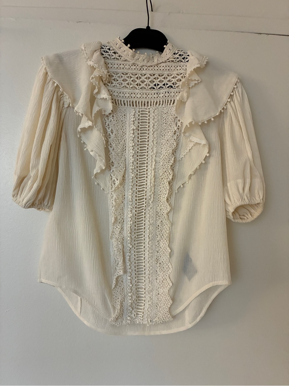 Isabel Marant Collection Ivory Lace Ruffle Blouse